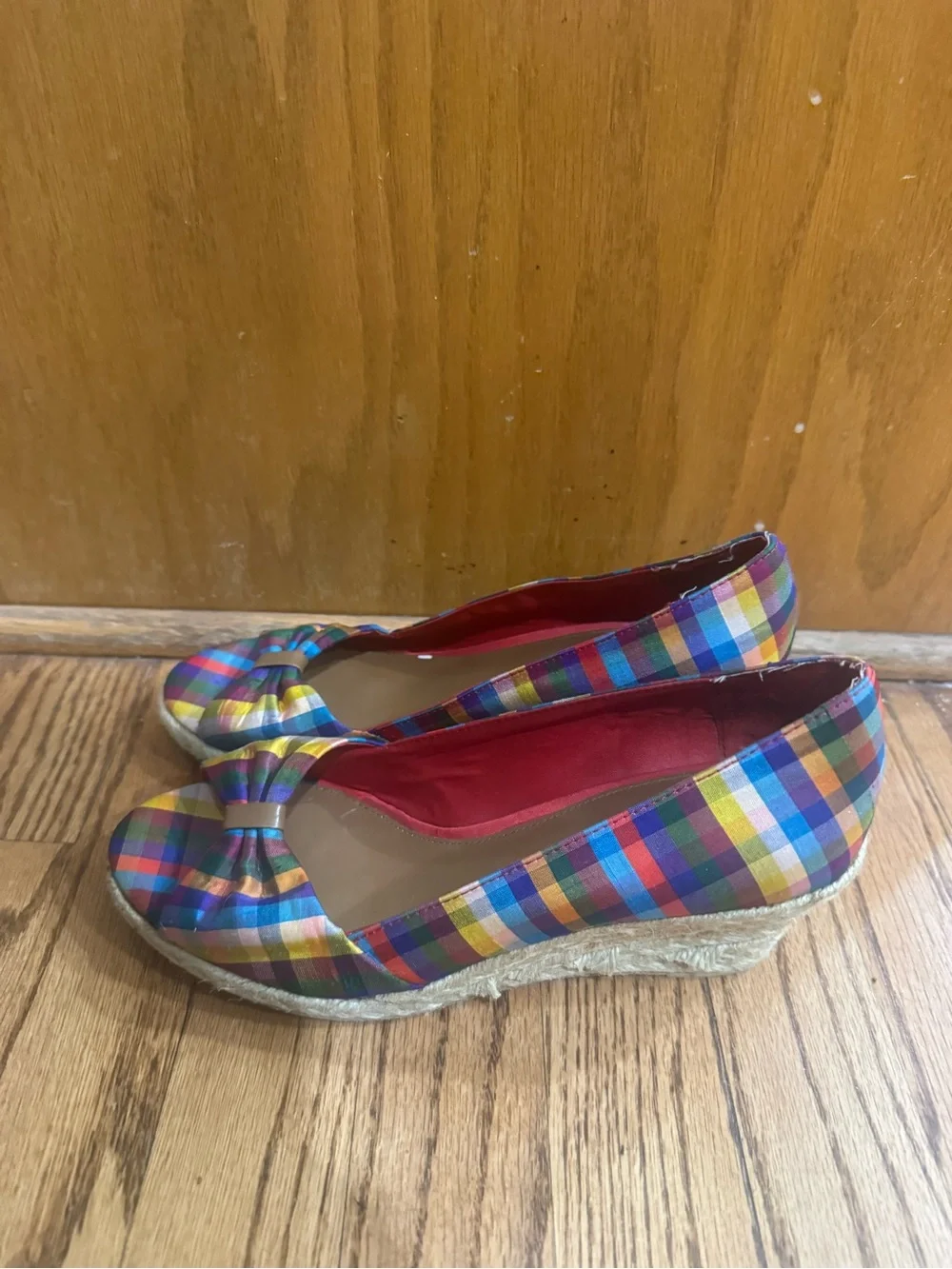 Women’s Liz Claiborne Multicolor Plaid Wedge Shoes Size 7.5